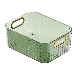 Caja de Almacenamiento de Cosméticos de Lujo, Transparente, Dorado Ámbar, 1L, Diseño de Rejilla, Organizador de Escritorio para Hogar, Dormitorio, Cocina - Product Image 4