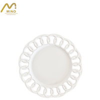 Assiette en céramique blanche ajourée créative, service d'assiettes classiques en porcelaine, plat en porcelaine fine pour mariage, fête, événement, banquet