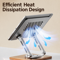 360 ° Support d'ordinateur portable rotatif en alliage d'aluminium, pliable, réglable en hauteur, support de bureau pour ordinateur portable et tablette