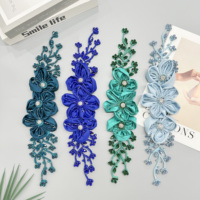 Applique de fleur en tissu faite à la main de luxe avec strass pour robes, robes de mariée, décoration nuptiale, accessoires de couture pour vêtements