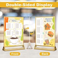Support de menu et de prospectus de table double face en acrylique doré transparent 8,5x11 pour mariages et fêtes - Vente en gros