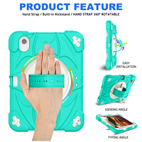 Coques de tablette robustes antichoc avec support rotatif pour iPad Mini 6/iPad Mini 7 8.7 pouces, motif ailes de chauve-souris, préférées des enfants, sûres pour les enfants et adaptées aux étudiants
