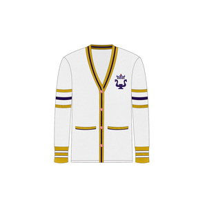 ODM <span class=keywords><strong>Cardigan</strong></span> universitario personalizzato verde <span class=keywords><strong>giallo</strong></span> maglione da <span class=keywords><strong>donna</strong></span> con scollo a V modello Varsity a maniche lunghe lavorato a maglia invernale - Product Image 3