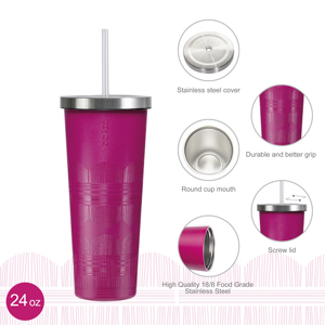 Nuevo diseño 24Oz Tazas de café Taza de café aislada Vaso de agua de acero inoxidable con pajita - Product Image 3