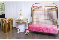 Nouveau Design de Banquet de mariage reine trône d'or chaise de cage à oiseaux canapé chaise décorative pour fête
