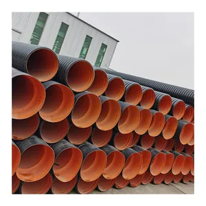 hdpe钢增强排水管穿孔波纹排水管hdpe橙色双壁波纹SN4廉价污水管