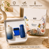 Coffret Cadeau Rainy : Mug de Voyage 450ml en Acier Inoxydable 316 avec Affichage de Température, en PP et Silicone, avec Sangle, Power Bank Intégrée, Durable, Réutilisable, Lumineux