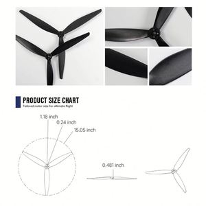 High Quality Fiberglass15X7X3 3-Blade Props Propeller for Brushless Motor RC <b>Drone</b> FPV Racing 2CW 2CCW - Product Image 6