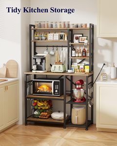 <span class=keywords><strong>Estante</strong></span> de Cocina Industrial Grande de 16 Pies Cúbicos y 5 Niveles, Soporte <span class=keywords><strong>para</strong></span> <span class=keywords><strong>Microondas</strong></span>, Estación de Cafetería con Ganchos y Soporte <span class=keywords><strong>para</strong></span> Toallas de Papel - Product Image 6