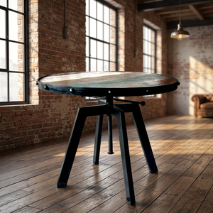 Industrial Vintage Iron Metal <b>Folding</b> Dining <b>Table</b> 4 Seater Mango Wood Top Antique Design Home Hotel Farmhouse Apartment Villa - Product Image 2