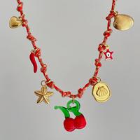 Collier unisexe en acier inoxydable plaqué or 18 carats avec pendentif animal en imitation perle et chaîne bambou, style sportif, mignon, océanique, hippie et plage