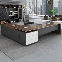 Table de bureau italienne de luxe Bureau de direction en L de haute qualité pour PDG ou patron Mobilier en bois au design moderne certifié CE