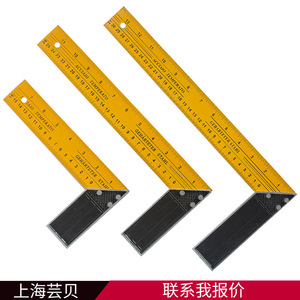 Regla angular en forma de L de aluminio, herramienta de medición negra y amarilla de 300mm para carpintería y decoración de ferretería - Product Image 4