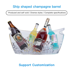 Cubo de Hielo Reutilizable de Plástico PET de Grado Alimenticio, Libre de BPA, 5L, <span class=keywords><strong>Enfriador</strong></span> de Vino Transparente con Asa Ondulada para Fiestas - Product Image 2
