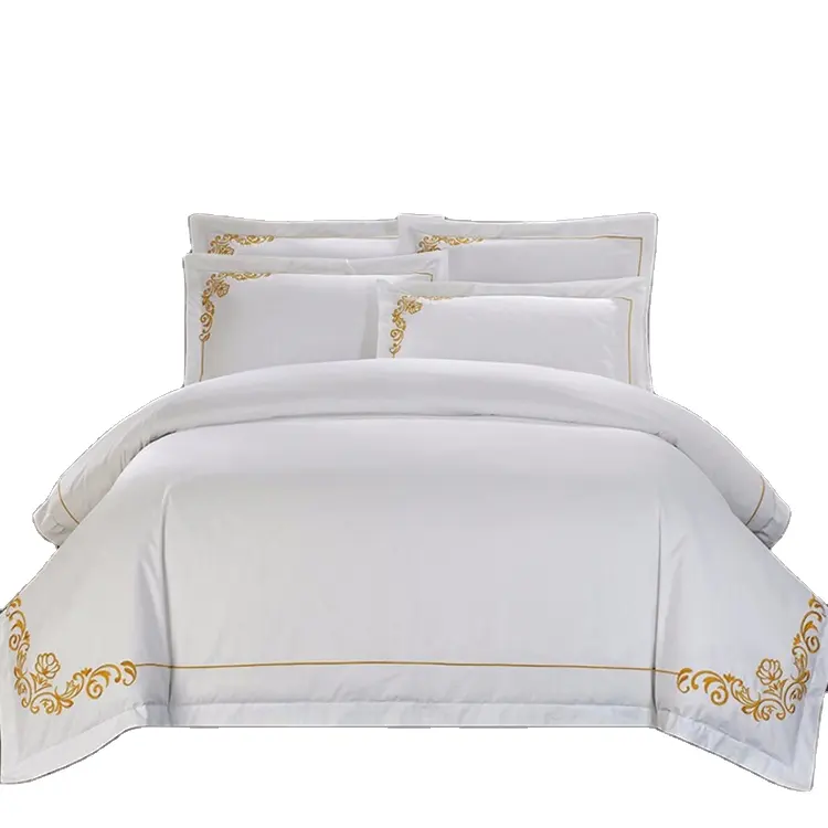 Роскошный комплект постельного белья из 100% хлопка, двойной размер, 250 ниток, 4 предмета, для отеля