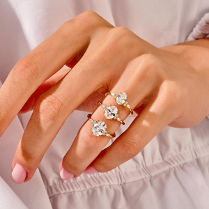 Кольцо обручальное/помолвочное MaiYi из цельного желтого золота 14/18 карат с овальным муассанитом DEF/VVS - Product Image 5