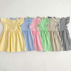 Venta al por mayor de verano bebé <span class=keywords><strong>niña</strong></span> niños Plaid Flutter manga dulce lindo vestido de princesa - Product Image 6