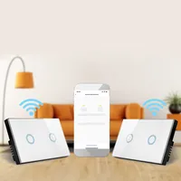 Untuk WiFi 120 Smart Glass Touch Panel Saklar Dinding Tiang Ganda 110-240V 10A Modern Retro Tahan Air Smart Life