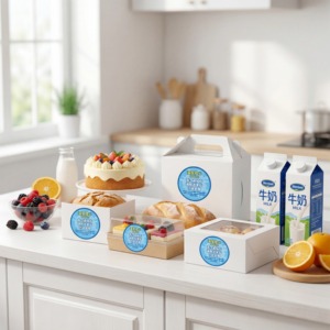 Etiqueta Adhesiva Redonda Personalizada para Empaque de Pasteles, Dulces y Productos de Panadería, con Logotipo de Marca, Impresión en Vinilo, Resistente al Agua, para Productos Alimenticios - Product Image 1