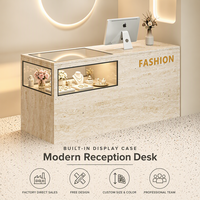 Vitrine de présentation de bijoux haut de gamme et comptoir d'accueil pour magasins de vêtements, design minimaliste moderne avec tiroir
