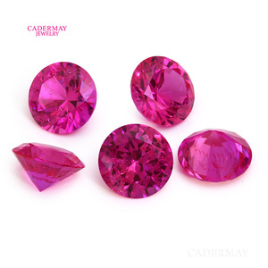 Cadermay Lab Created Rose Red Ruby Round Loose Gemstone For Jewelry Making - Product Image 2