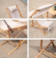 HE-1295, Manufacture de haute qualité en plein air jardin en bois massif chaise de plage pliante chaise longue Patio Camping chaises avec glands