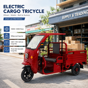 Tricycle agricole à trois roues avec cabine simple, capacité de charge de 500 kg, boîte ouverte sur trois côtés de grande taille 1600x1100x420 - Product Image 2