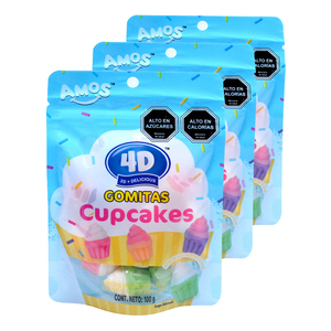 Gomitas Amos 4D con Forma de Cupcake, Jugo de Frutas Mixto de Alta Calidad, Gomitas 3D con 4 Colores y Sabores - Product Image 3