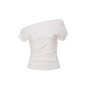 Maglietta bianca Sexy e alla moda maglietta estiva aderente traspirante da <span class=keywords><strong>donna</strong></span> con top a spalla con Logo personalizzato <span class=keywords><strong>T</strong></span>-<span class=keywords><strong>shirt</strong></span> semplice - Product Image 5