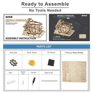 Kits de modélisation Robotime Rokr, cadeaux LG501, bricolage, engrenage, découpe laser, <span class=keywords><strong>puzzle</strong></span> en bois <span class=keywords><strong>3D</strong></span>, parcours de billes - Product Image 6