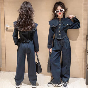 Nouveau Style Printemps Automne Ensemble de Vêtements 2 Pièces pour Adolescentes : Veste en <span class=keywords><strong>Jean</strong></span> Décontractée et <span class=keywords><strong>Jean</strong></span>, Tenue de <span class=keywords><strong>Fille</strong></span> Tendance - Product Image 3