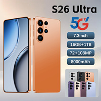 Smartphone S26 Ultra Pakistan Écran LED 7,3 pouces 90Hz Android 15 16 Go 1 To 108 MP 8800 mAh Deca Core 5G Double SIM Carte TF Face ID