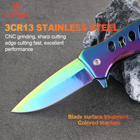 Couteau pliant en titane coloré portable YUEYANG, lame 3cr13, personnalisable OEM, pour la survie en plein air, le camping, l'usage industriel, le bricolage