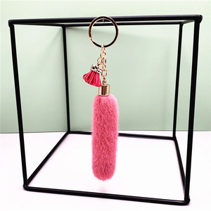 Bán buôn Fluffy Pompom Keychain giả thỏ lông tua Mặt dây chuyền sang trọng Móc chìa Khóa Phụ Kiện Kawaii đuôi vòng chìa khóa - Product Image 5