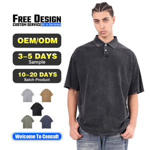เสื้อกอล์ฟแขนสั้นทรงโอเวอร์ไซส์หลวมๆ คุณภาพสูง ผ้าฝ้าย 100% สไตล์วินเทจ ซักแล้ว ใส่สบาย สำหรับผู้ชาย - Product Image 1