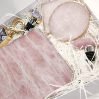 Grand Plateau à Fromage en Agate Quartz Rose Pierres Précieuses Dessous de Verre/Plateau en Quartz Rose