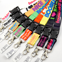 Lanières personnalisées en polyester avec logo par sublimation, crochet porte-clés, porte-carte d'identité, design mignon de dessin animé, durables et écologiques