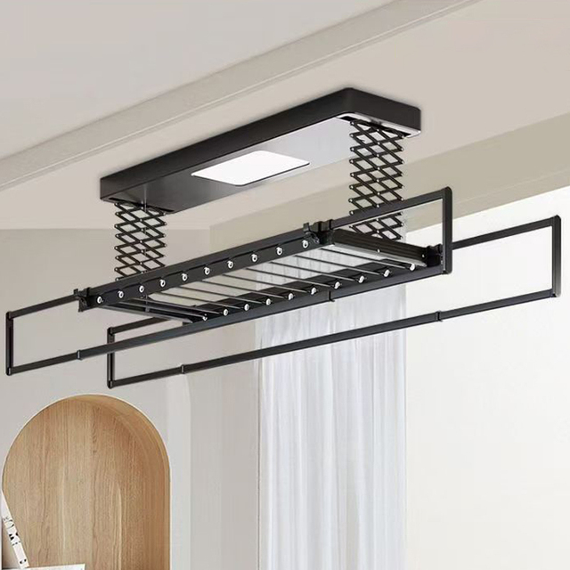 Automatic Lift Electric Drying Rack Wall Mounted Clothes Drying Rack With Remote Control