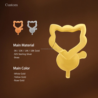 Fermoir Mousqueton en Or Pur 18K Forme Chat Adorable, Connecteur pour Bijoux DIY Bracelet Collier