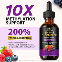 SOLOTREE Complexe de Vitamines B 11-en-1 en Gouttes Liquides avec B12 Méthylcobalamine B9 Acide Folique pour l'Énergie, la Concentration et la Santé Cérébrale et Nerveuse