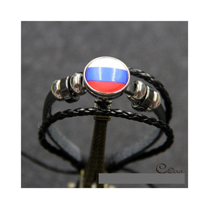 2026 Football World USA <strong>Canada</strong> Mexico Flag Pattern Leather Bracelet Fashion Support National Team Bracelet - Product Image 6