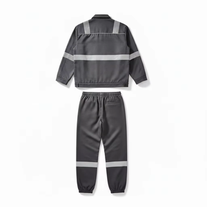Conjunto de Uniforme de Trabajo de Alta Visibilidad, Chaqueta y Pantalones de Seguridad con Rayas de Poliéster/Nylon/Algodón/Personalizado - Product Image 2