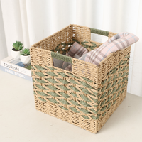 Panier de rangement moderne et écologique en corde de papier ajouré, bicolore, multifonctionnel, taille personnalisable, pour la décoration de la maison