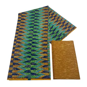 African Wax Prints And Gold Fabric 100% Cotton Real Wax Fabric For Dresses