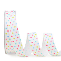 Aierflorist Nouveau Ruban en Satin Mat Épais à Motif Floral et Pois, Nœud Décoratif pour Fleurs, Emballage de Fleurs Fraîches