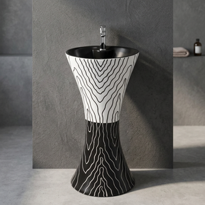 Nouvelle vasque sur pied carrée moderne en marbre, monobloc, de luxe, pour hôtel et sous-sol - Product Image 4