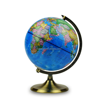 Globe terrestre éducatif espagnol MPR Globe, cadre métallique bleu, diamètre 20 cm - Outil d'apprentissage de la géographie de bureau, cartes détaillées et durables