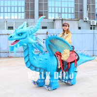 Machine de jeu de dragon volant bleu ciel en plein air tour de dinosaure motorisé tour de dinosaure de marche attrayant