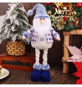 Décoration de Noël : Père Noël bleu, rennes, sapin de Noël, bonhomme de neige, poupée bébé créative extensible en fourrure, support en tissu - Product Image 6