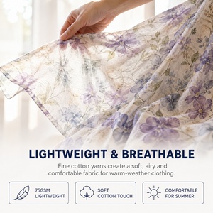 Tissu Voile Coton 75GSM Impression Numérique Personnalisée Léger Motif Floral 80S 100% Coton Voile Popeline Imprimé <span class=keywords><strong>au</strong></span> <span class=keywords><strong>Mètre</strong></span> - Product Image 4